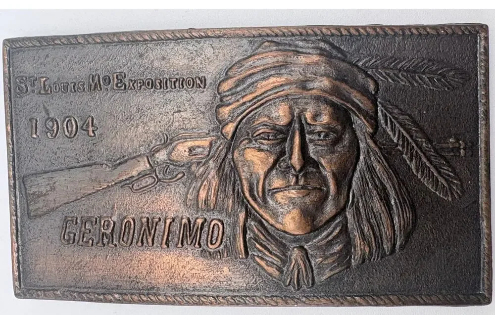 St. Louis Geronimo Exposition Belt Buckle in Brass-tone
